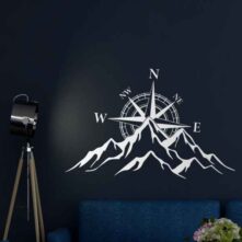 Bergen met kompas muursticker