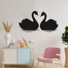 Koppel zwanen muursticker-zwart